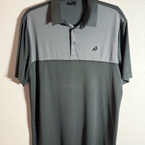 Men’s L Black and Gray Adidas Athletic Lightweight Breathable Short Sleeve Polo